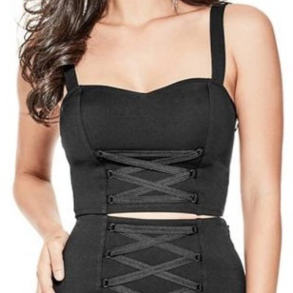 Guess Tops - Guess Lace-up black bustier